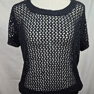 Black Open‎ Knit Blouse No Tag Staple Layering Goth Punk Whimsigoth Witchy Dark